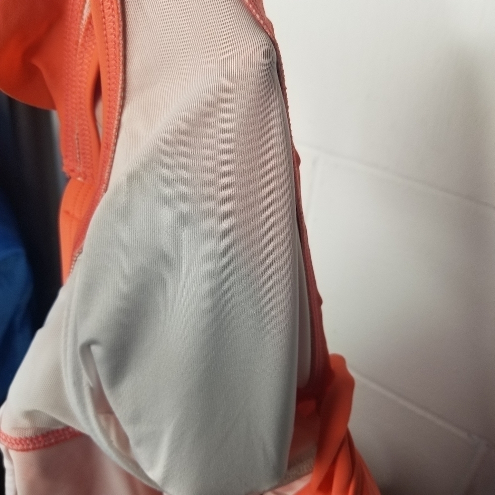 DKNY coral ruffle ruched one piece swimsuit - Picture 9 of 11